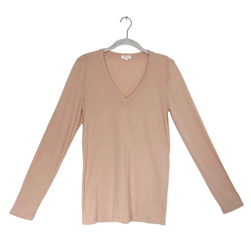 J.Crew Women's Tissue T Long Sleeve V-Neck Top in Peach - Sz M